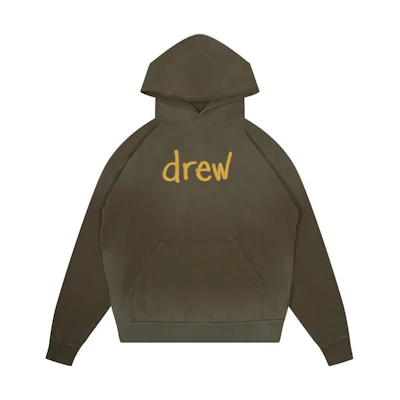 Drew House Scribble Oversized Hoodie Olive Green Unisex Casual Letter Print. DR-FW22-106