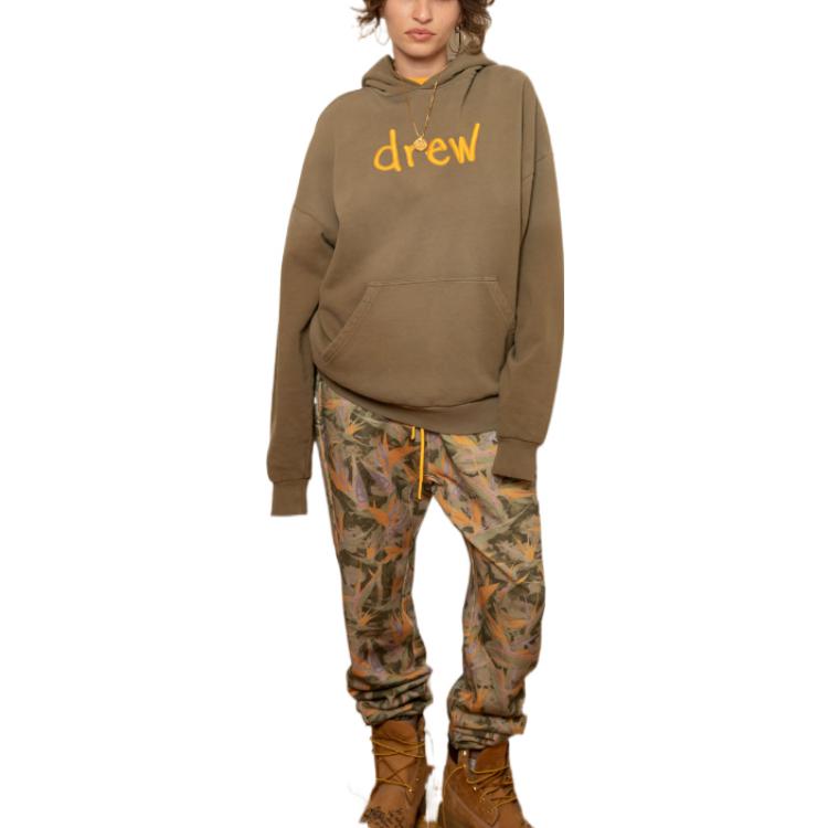 Purchase Drew House 塗鴉寬鬆帽T 橄欖綠 男女款休閒字母印花。 DR-FW22-106