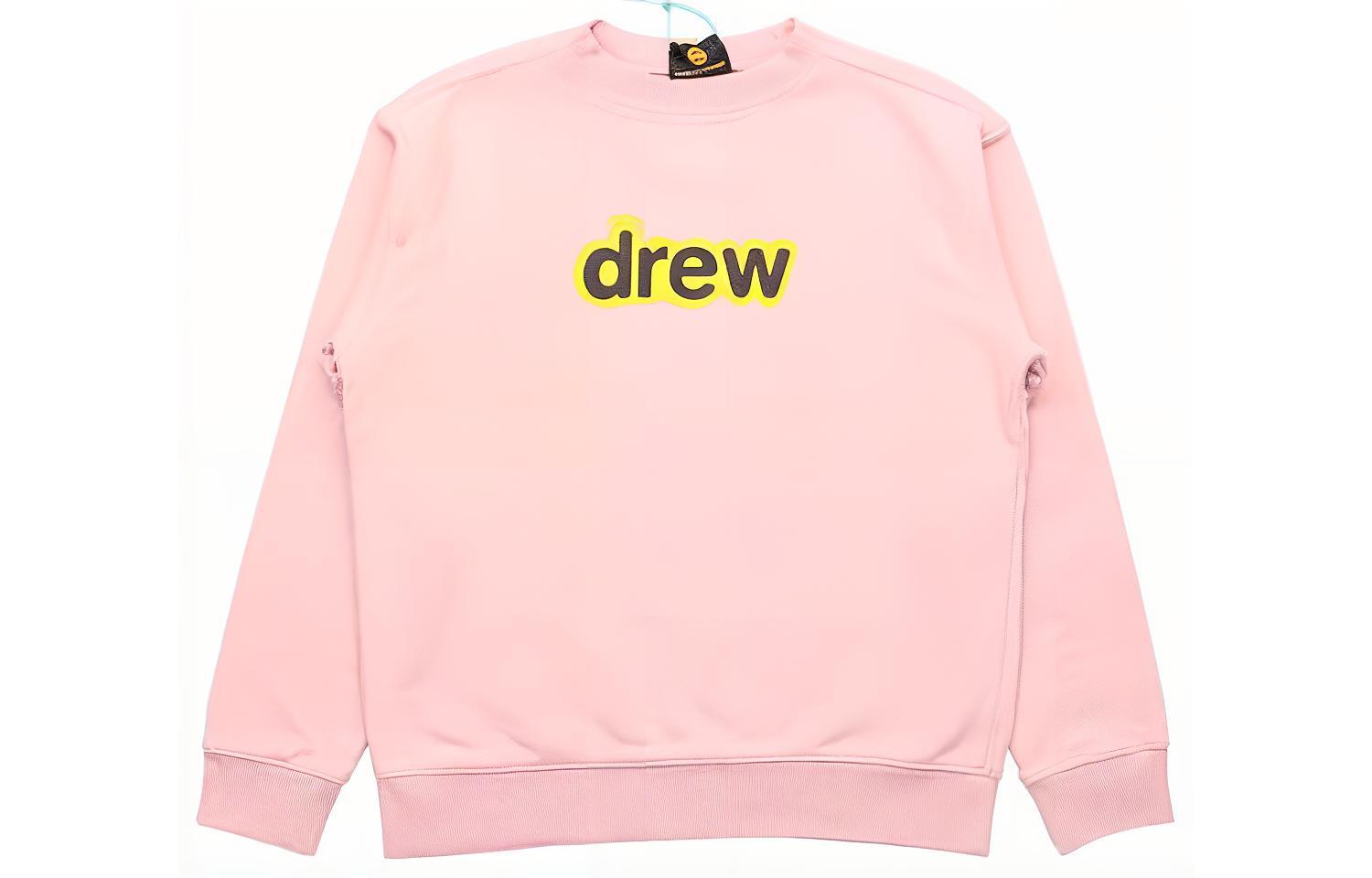 Drew House Secret Crewneck Pullover Pink Sweatshirt Unisex with Front Logo. DR-SS21-64