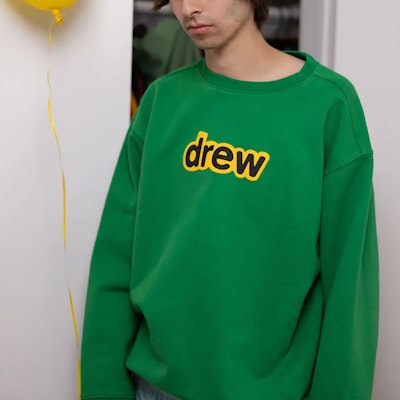Drew House SS21秘密款绿色男女同款抓绒套头衫卫衣。 DR-SS21-77 1