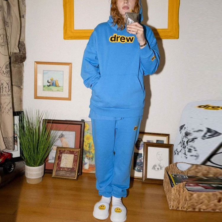 Purchase Drew House祕密連帽衫 字母印花 男女同款 天空藍套頭衫 DR-SS21-143