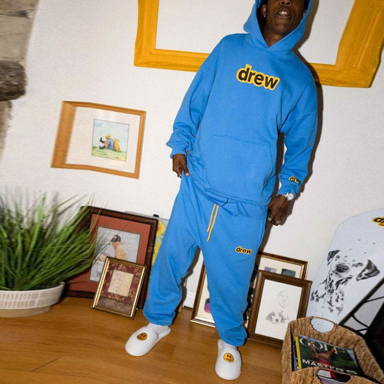 Details for Drew House祕密連帽衫 字母印花 男女同款 天空藍套頭衫 DR-SS21-143