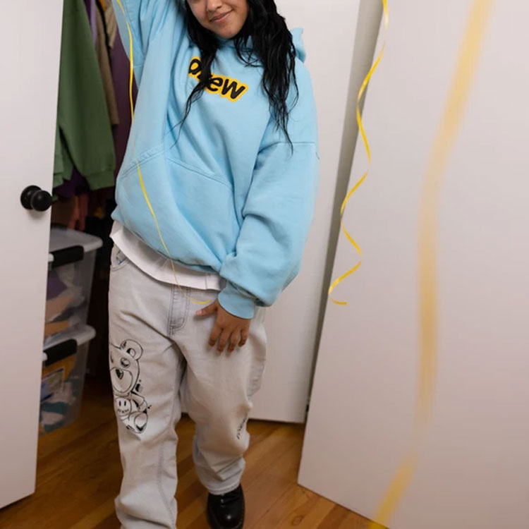 Purchase Drew House 冰藍色加大款連帽上衣 印花標誌 男女冬季款 DR-SS21-001