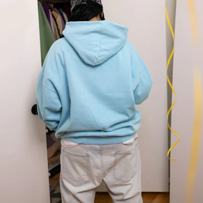 Drew House 冰藍色加大款連帽上衣 印花標誌 男女冬季款 DR-SS21-001 Details for Drew House 冰藍色加大款連帽上衣 印花標誌 男女冬季款 DR-SS21-001