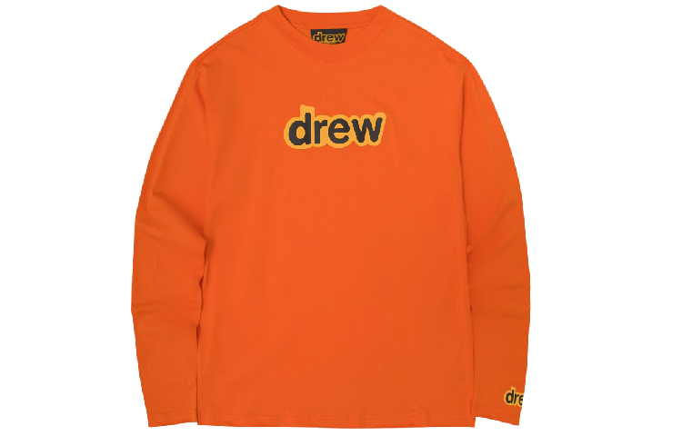 Drew House Secret Logo Print Unisex Crewneck Long Sleeve Sweatshirt Orange DR-FW20-108