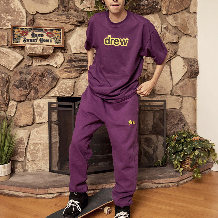 Shop Drew House 隱藏Logo深紫色運動長褲 男女款 DR-FW20-188
