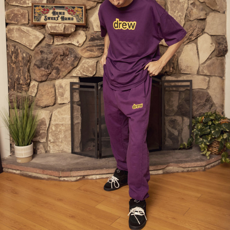 Details for Drew House 隱藏Logo深紫色運動長褲 男女款 DR-FW20-188