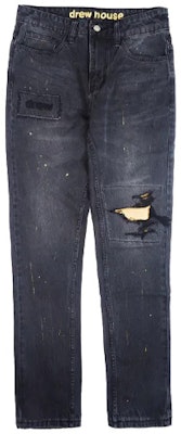 드류 하우스 스마일리 로고 빈티지 블랙 잉크 염색 유니섹스 청바지 DR-SS20-014 Order 드류 하우스 스마일리 로고 빈티지 블랙 잉크 염색 유니섹스 청바지 DR-SS20-014