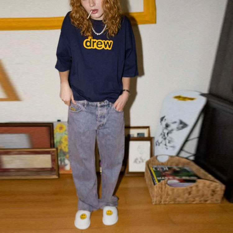 Purchase ドリューハウス シークレットSS Tシャツ ネイビー ロゴ ユニセックス クルーネック. DR-SS21-147