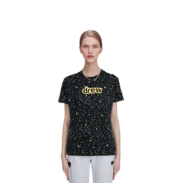 Cheap Camiseta Negra Unisex Drew House Logo Estrellado Noche - Estilo Hip-Hop. DR-FW21-128
