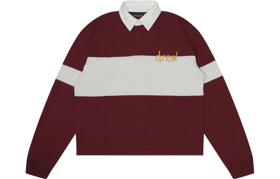 Lookbook Drew House Sketch Mascot Rugby Shirt Striped Smiley Polo Unisex - Deep Red. DW-FW22-129