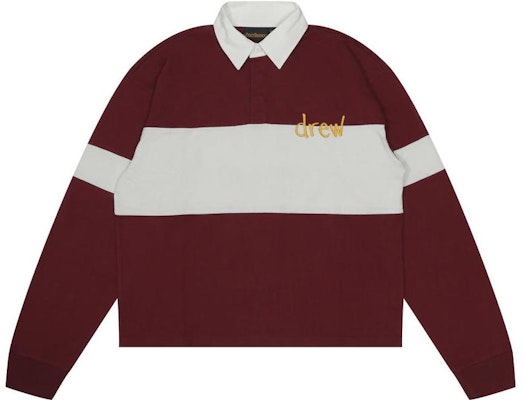 Drew House Sketch Mascot Rugby Shirt Striped Smiley Polo Unisex - Deep Red. DW-FW22-129 Lookbook Drew House Sketch Mascot Rugby Shirt Striped Smiley Polo Unisex - Deep Red. DW-FW22-129
