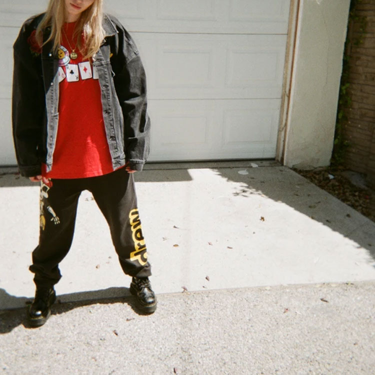 Shop Celana Panjang Knit Drew House Skull Logo Unisex Hitam. DR-SS21-47