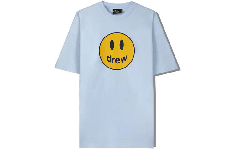 Order Drew House Smile Face Mascot Baju-T Uniseks Biru Muda DR-SS21-70