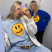 Lookbook Drew House Smile Face Mascot Unisex T-Shirt Light Blue DR-SS21-70