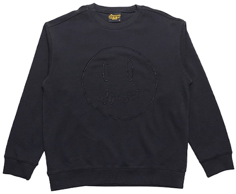 Drew House Smile FW21 Sketch Mascot Hitam Crewneck Unisex Pullover Sweatshirt. DR-FW21-063 Order Drew House Smile FW21 Sketch Mascot Hitam Crewneck Unisex Pullover Sweatshirt. DR-FW21-063