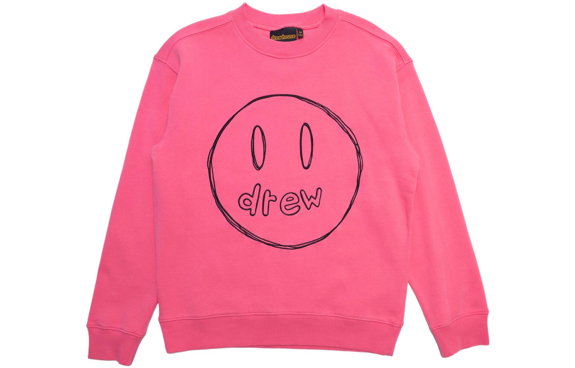 Drew House Smile SS22 Sketch Mascot Crewneck Hot Pink Pullover Sweatshirt Unisex DR-SS22-156