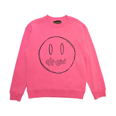 Drew House Smile SS22 Sketch Mascot Crewneck Hot Pink Pullover Sweatshirt Unisex DR-SS22-156
