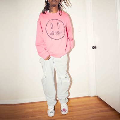 Drew House 笑臉 SS22 塗鴉吉祥物熱粉色長袖男女款衛衣 DR-SS22-156 Shop Drew House 笑臉 SS22 塗鴉吉祥物熱粉色長袖男女款衛衣 DR-SS22-156