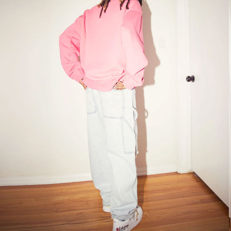 Sizing Drew House 笑臉 SS22 塗鴉吉祥物熱粉色長袖男女款衛衣 DR-SS22-156