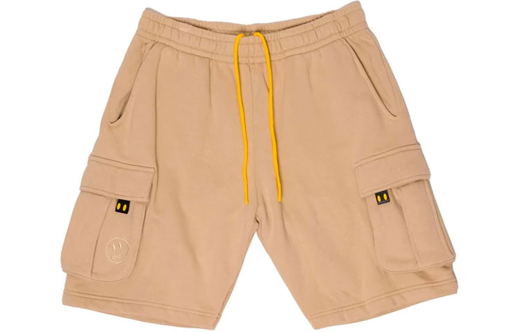 Drew House Smiley Cargo Sweatshorts Khaki Unisex Multi-Pocket Casual Shorts. DH-VF5212-KH