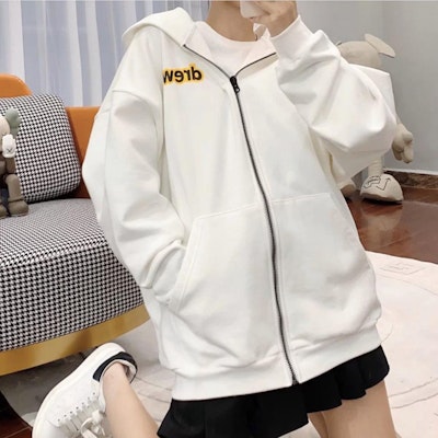 Drew House Smiley 卡通松鼠拉鍊帽T 冬季中性 米白色 DR-SS20-66 Purchase Drew House Smiley 卡通松鼠拉鍊帽T 冬季中性 米白色 DR-SS20-66