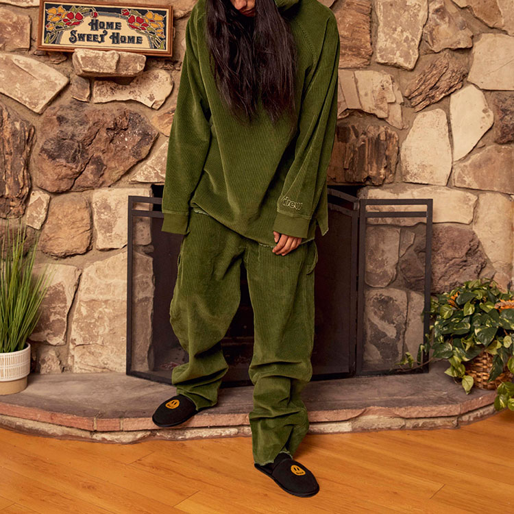 Drew House Smiley Corduroy Hoodie Olive Green Unisex Fleece DR-FW20-204 圖 4