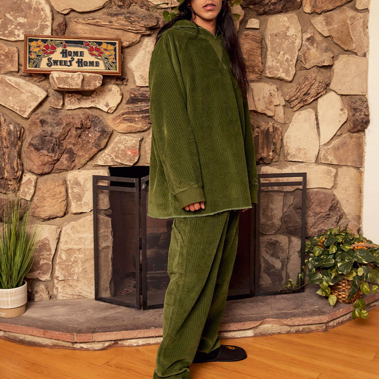 Drew House Smiley Corduroy Hoodie Olive Green Unisex Fleece DR-FW20-204 圖 6