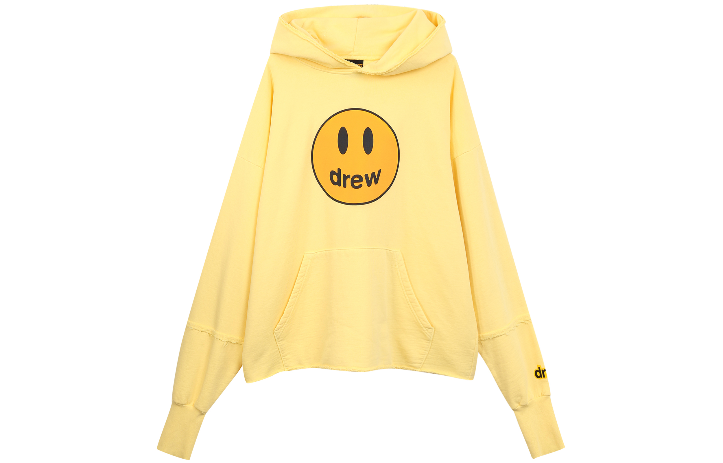 Drew House Smiley Deconstructed Mascot Hoodie Light Yellow Unisex Winter Fleece. DR-SS21-114