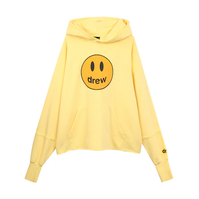Drew House Smiley Deconstructed Mascot Hoodie Light Yellow Unisex Winter Fleece. DR-SS21-114
