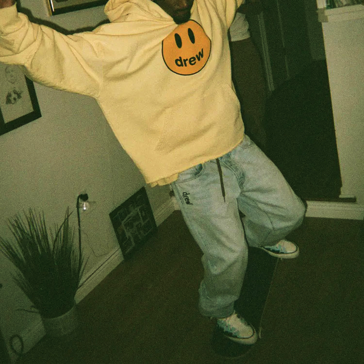 Drew House Smiley Deconstructed Mascot Hoodie Light Yellow Unisex Winter Fleece. DR-SS21-114 圖 8