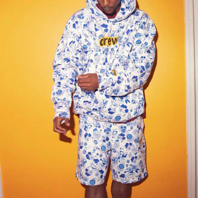 Drew House Smiley Deconstructed Hoodie Unisex Biru Danube DR-SS20-74 Details for Drew House Smiley Deconstructed Hoodie Unisex Biru Danube DR-SS20-74