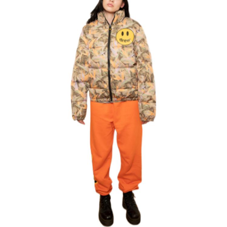 Shop ドリューハウス スマイリーフェイス カモ ハイネック ジップ コットンジャケット ユニセックス カモ. DR-FW22-269