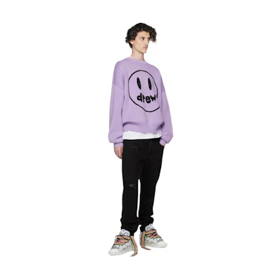 Drew House Smiley Face Logo Jacquard Knit Sweater Purple - Long Sleeve. DR-SS22-316