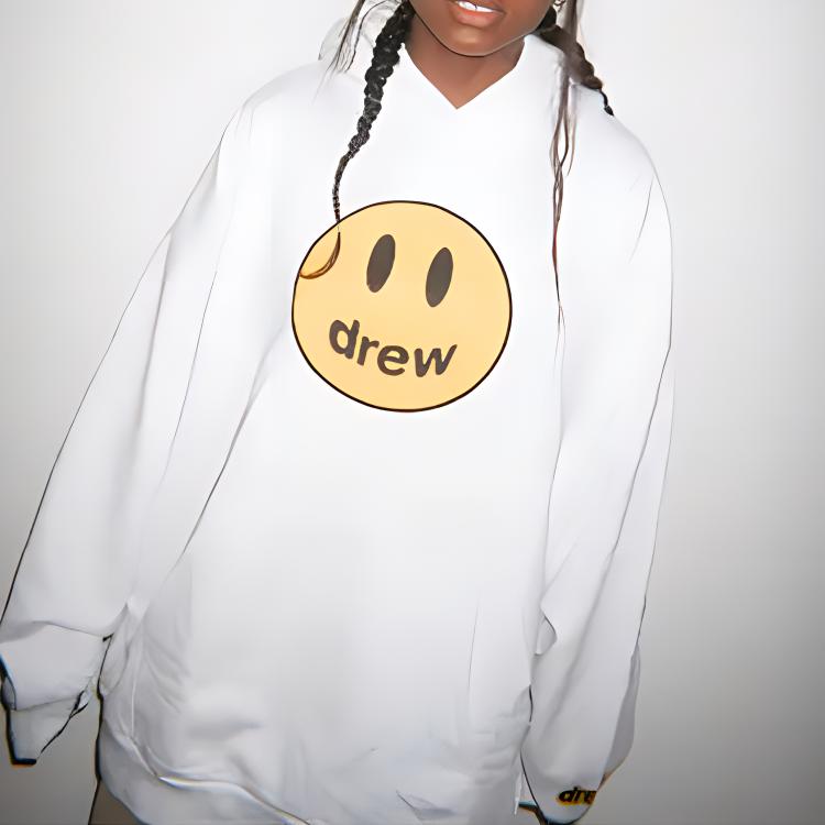 Shop Hoodie Putih Unisex Drew House Smiley Face DR-SS20-017