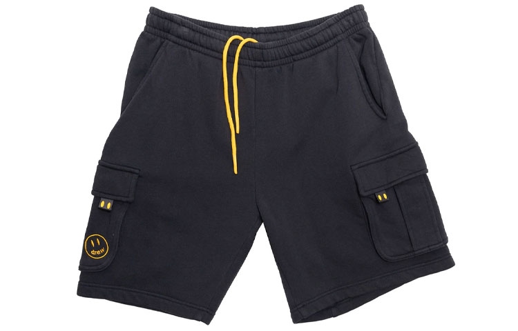 Drew House Smiley FW21 Cargo Sweatshorts Black Unisex Double Pocket Shorts. DR-FW21-064