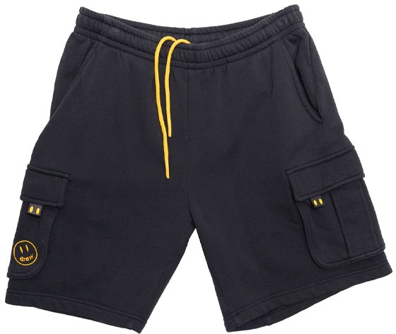 drew-house-smiley-fw-21-cargo-sweatshorts-black-unisex-double-pocket-shorts-dr-fw-21-064