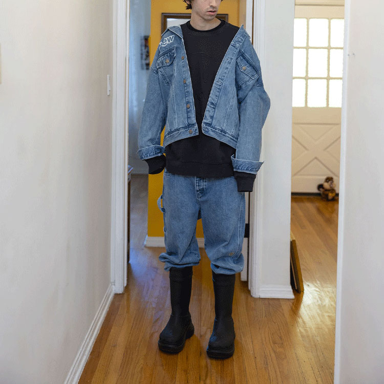 Shop ドリューハウス スマイリー FW21 カーペンタージーンズ ストーンウォッシュブルー 男女兼用. DR-FW21-071