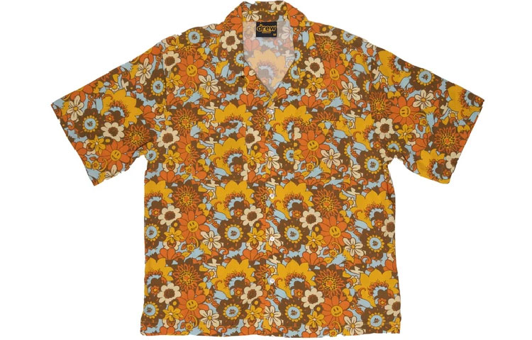 Order Drew House Smiley Baju Kolar Cuban Rayon Floral Vintage Unisex Multicolor FW21 DR-FW21-016