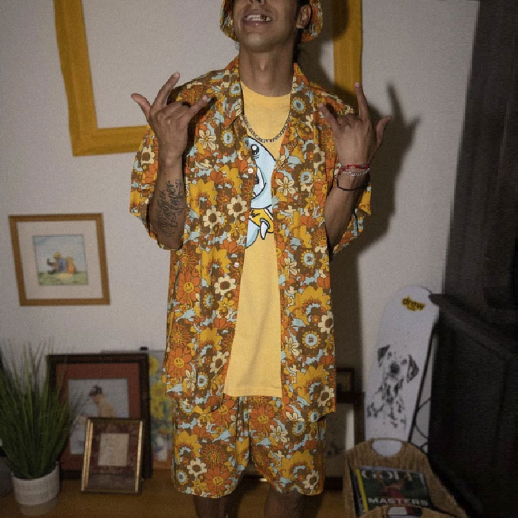 Purchase Drew House Smiley Baju Kolar Cuban Rayon Floral Vintage Unisex Multicolor FW21 DR-FW21-016