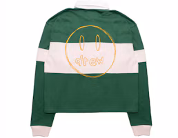 Order Drew House Smiley Hand-drawn Mascot Striped Rugby Polo Unisex Forest Green Gift DR-FW21-066