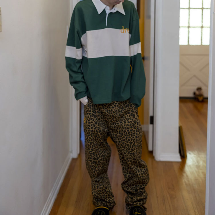 Sizing Drew House Smiley Hand-drawn Mascot Striped Rugby Polo Unisex Forest Green Gift DR-FW21-066