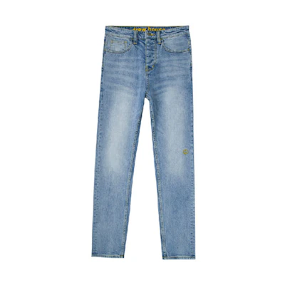 Drew House Smiley Jeans Unisex Vintage Straight-Leg Washed Blue DR-FW20-99
