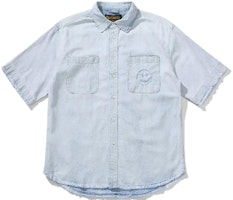 Drew House Smiley Lightweight Denim Shirt Light Indigo Unisex. DR-SS21-88 Drew House Smiley Lightweight Denim Shirt Light Indigo Unisex. DR-SS21-88