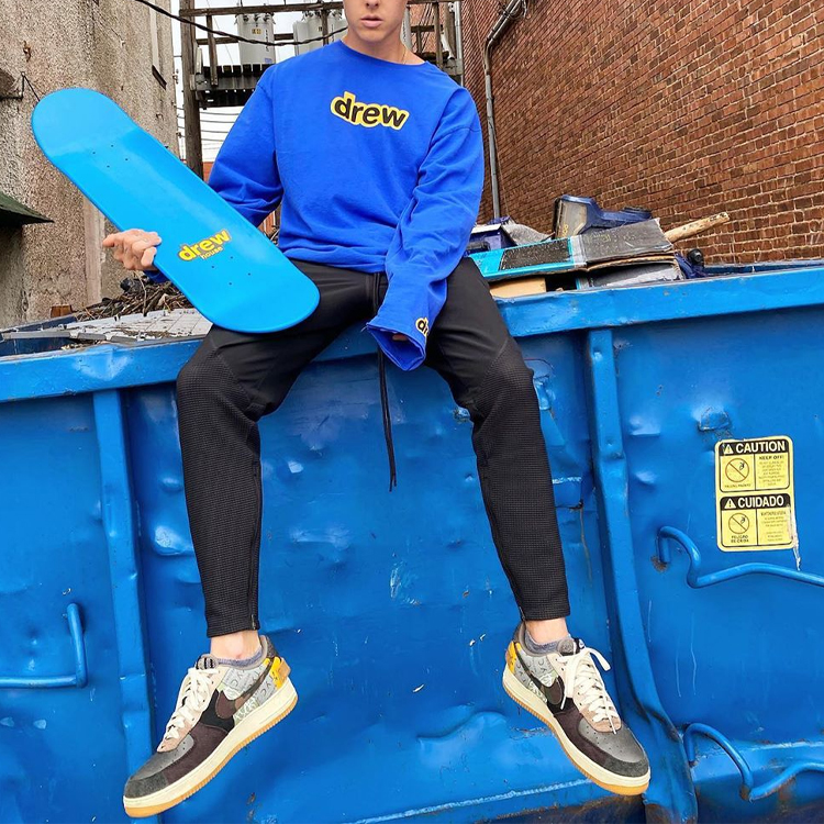 Shop Drew House Smiley Logo Long Sleeve T-Shirt Sweatshirt Unisex Blue DR-SS20-92