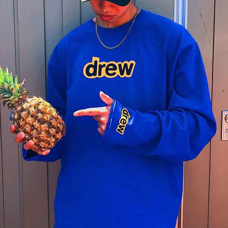 Purchase Drew House Smiley Logo Long Sleeve T-Shirt Sweatshirt Unisex Blue DR-SS20-92