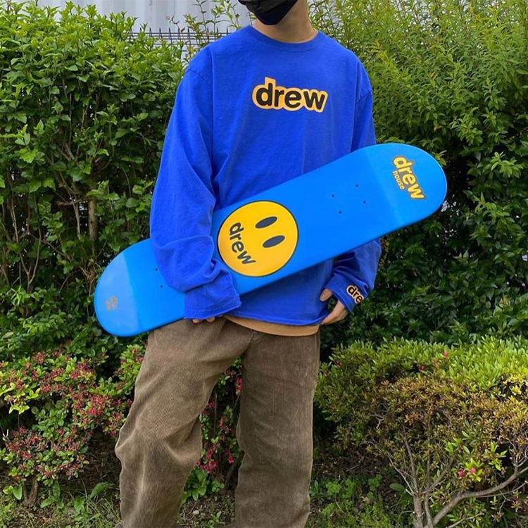 Details for Drew House Smiley Logo Long Sleeve T-Shirt Sweatshirt Unisex Blue DR-SS20-92