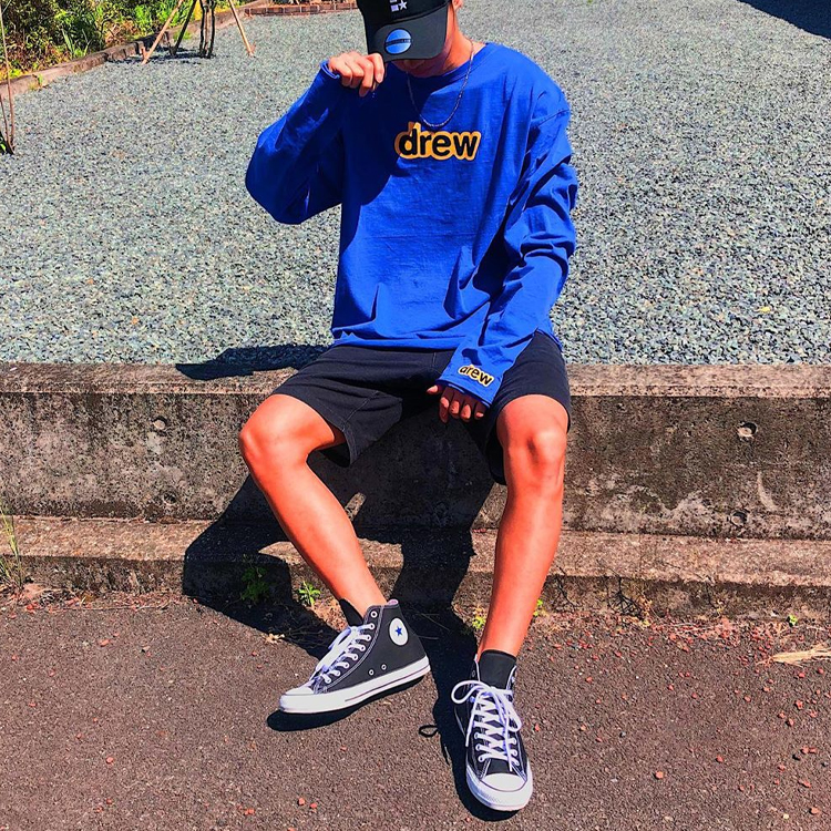 Sizing Drew House Smiley Logo Long Sleeve T-Shirt Sweatshirt Unisex Blue DR-SS20-92