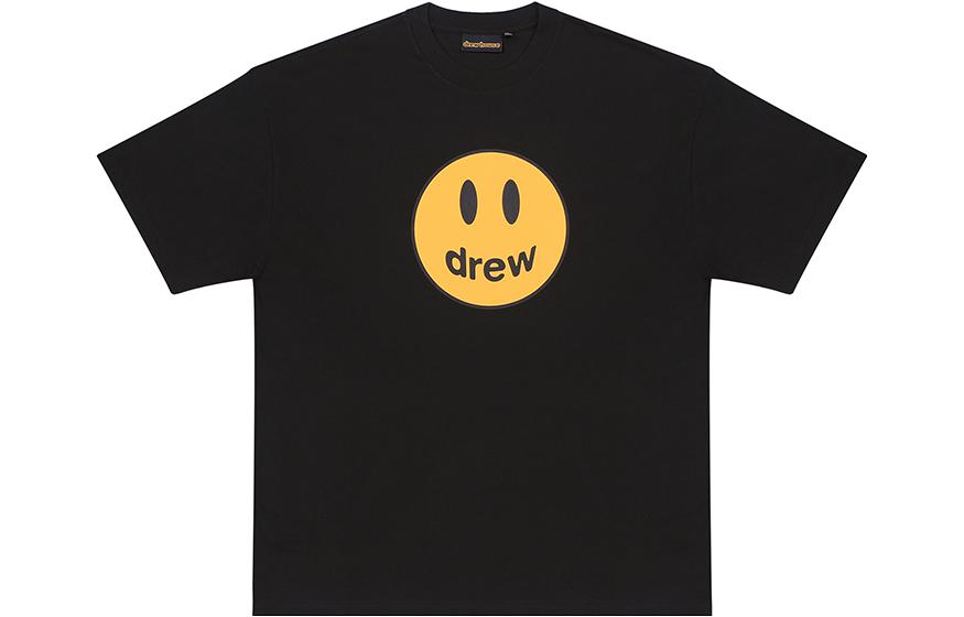 Drew House Smiley Logo Printed Oversized Black T-Shirt for Men. DH-HJ2121-MCBK