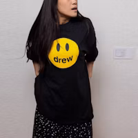 Purchase Drew House Smiley Logo Printed Oversized Black T-Shirt for Men. DH-HJ2121-MCBK